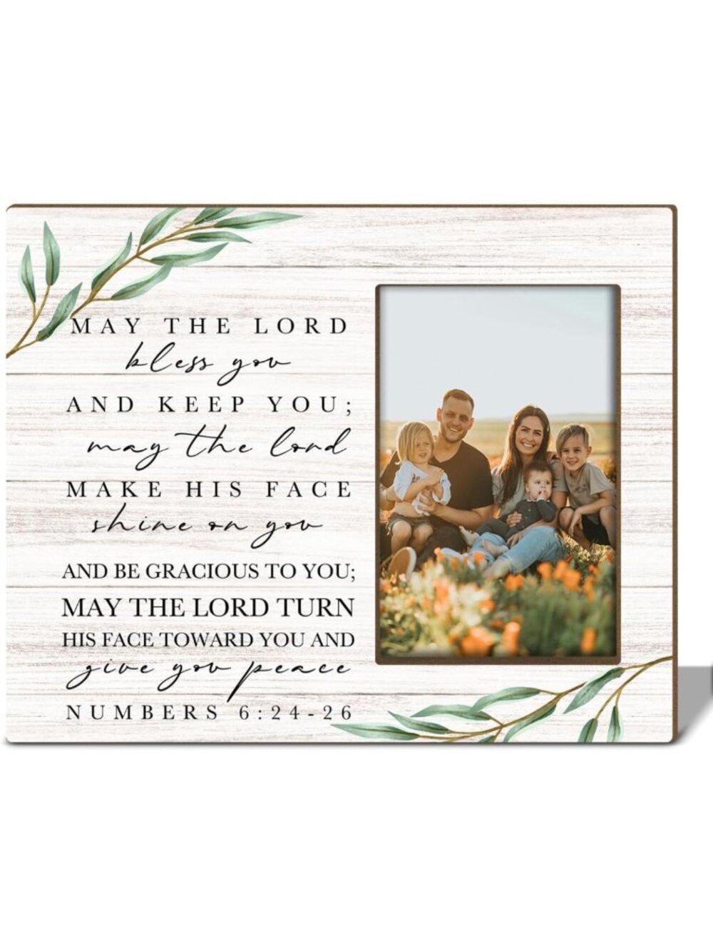 Christian Wood Photo Frame 4x6 - Blessing Gift for Wall/Tabletop Display